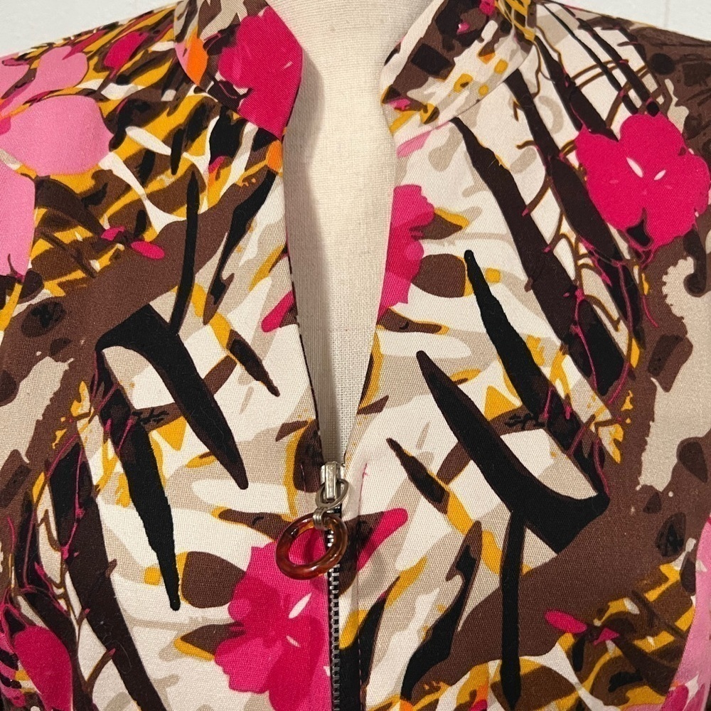 Andre Oliver floral 3/4 sleeves with zipper closure blazer - Picture 6 of 11